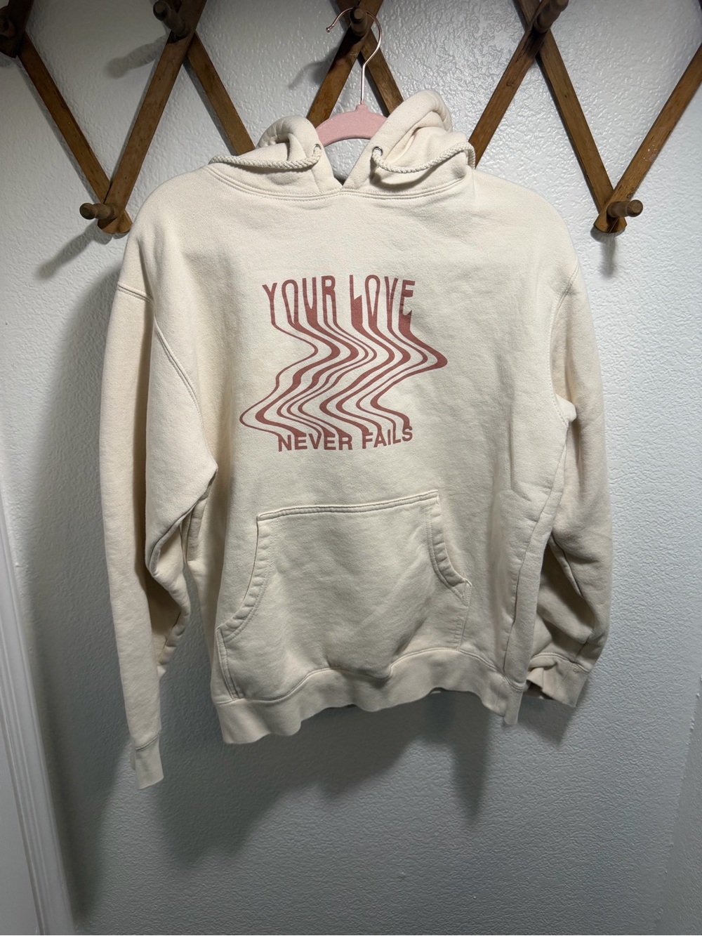 Cream Graphic Hoodie Sweatshirt - Your Love Never Fails